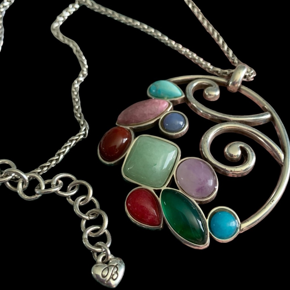 RETIRED Brighton MOTHER EARTH Round Disc Necklace Semi Precious  MSRP $68